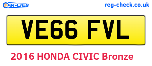 VE66FVL are the vehicle registration plates.