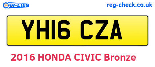 YH16CZA are the vehicle registration plates.