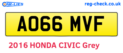 AO66MVF are the vehicle registration plates.