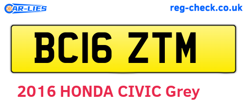 BC16ZTM are the vehicle registration plates.