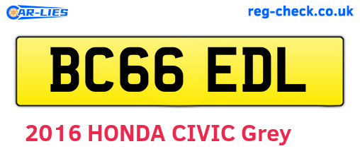 BC66EDL are the vehicle registration plates.