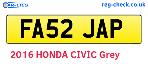 FA52JAP are the vehicle registration plates.
