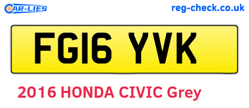 FG16YVK are the vehicle registration plates.