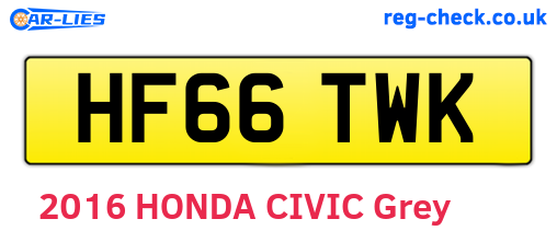 HF66TWK are the vehicle registration plates.
