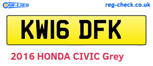 KW16DFK are the vehicle registration plates.