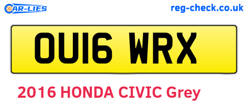 OU16WRX are the vehicle registration plates.