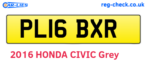 PL16BXR are the vehicle registration plates.