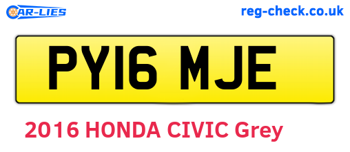 PY16MJE are the vehicle registration plates.