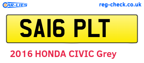 SA16PLT are the vehicle registration plates.