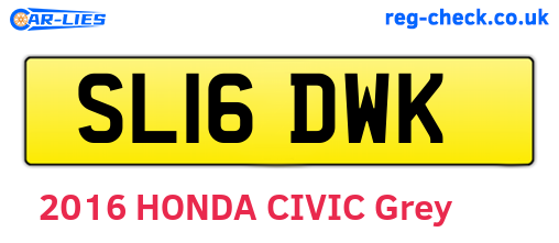 SL16DWK are the vehicle registration plates.
