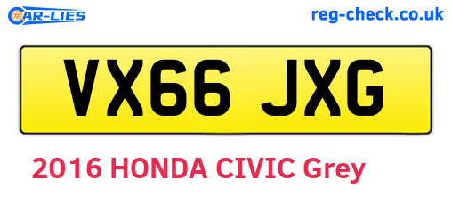 VX66JXG are the vehicle registration plates.
