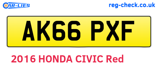 AK66PXF are the vehicle registration plates.