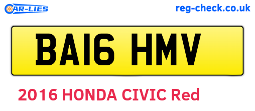 BA16HMV are the vehicle registration plates.