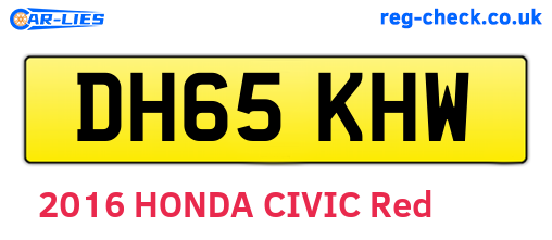 DH65KHW are the vehicle registration plates.
