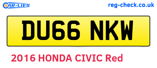 DU66NKW are the vehicle registration plates.
