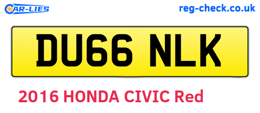DU66NLK are the vehicle registration plates.