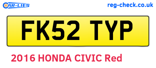 FK52TYP are the vehicle registration plates.