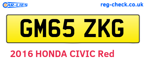 GM65ZKG are the vehicle registration plates.