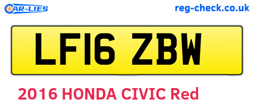 LF16ZBW are the vehicle registration plates.