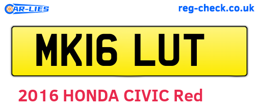 MK16LUT are the vehicle registration plates.