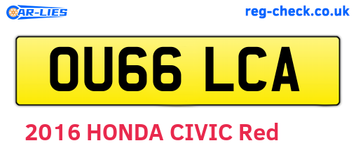 OU66LCA are the vehicle registration plates.