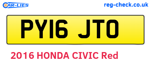 PY16JTO are the vehicle registration plates.
