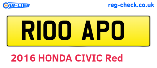 R100APO are the vehicle registration plates.