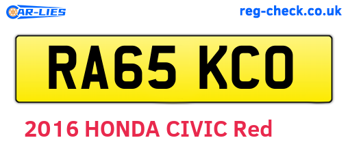 RA65KCO are the vehicle registration plates.