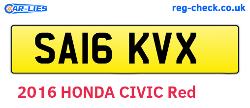 SA16KVX are the vehicle registration plates.