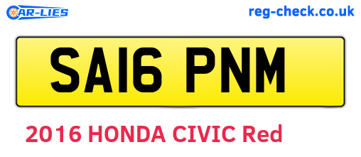 SA16PNM are the vehicle registration plates.
