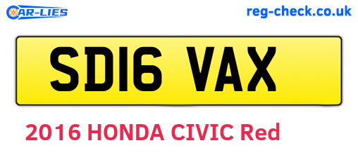 SD16VAX are the vehicle registration plates.