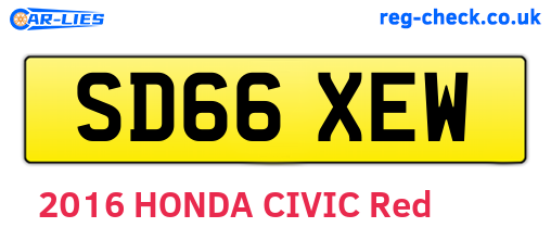SD66XEW are the vehicle registration plates.