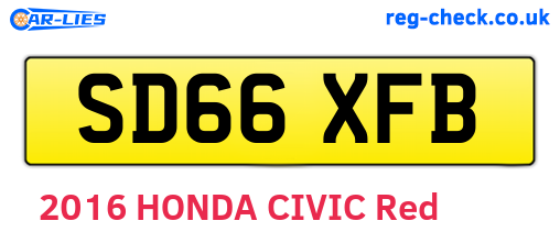 SD66XFB are the vehicle registration plates.