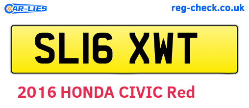 SL16XWT are the vehicle registration plates.
