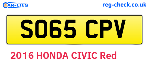SO65CPV are the vehicle registration plates.