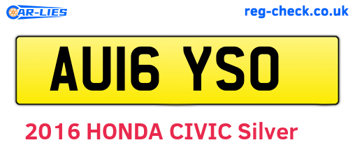AU16YSO are the vehicle registration plates.