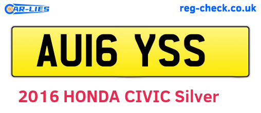 AU16YSS are the vehicle registration plates.
