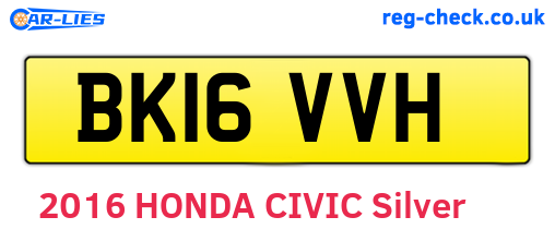 BK16VVH are the vehicle registration plates.