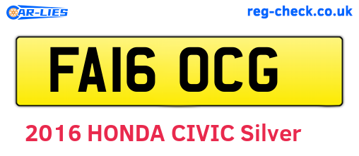 FA16OCG are the vehicle registration plates.