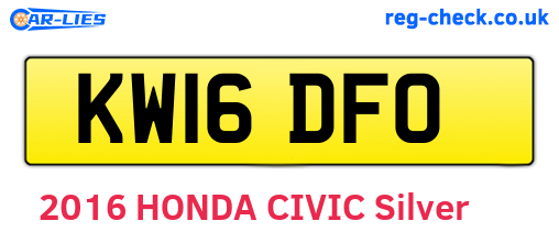 KW16DFO are the vehicle registration plates.