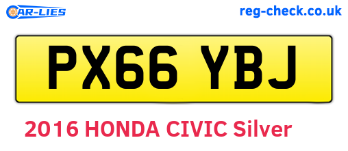 PX66YBJ are the vehicle registration plates.