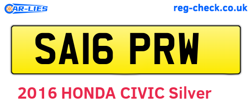 SA16PRW are the vehicle registration plates.