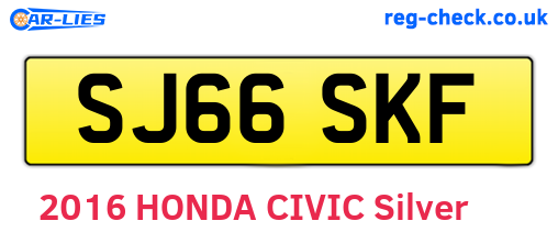 SJ66SKF are the vehicle registration plates.