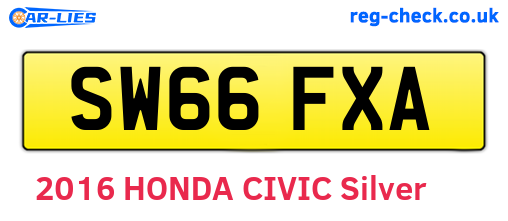 SW66FXA are the vehicle registration plates.