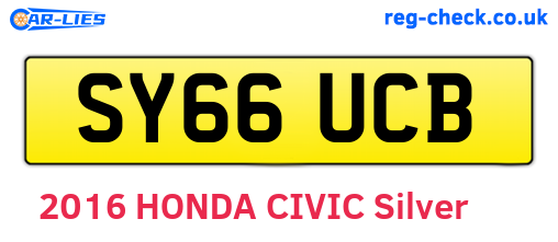 SY66UCB are the vehicle registration plates.
