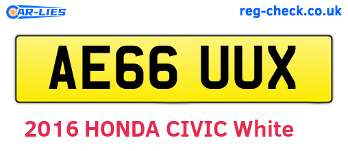 AE66UUX are the vehicle registration plates.