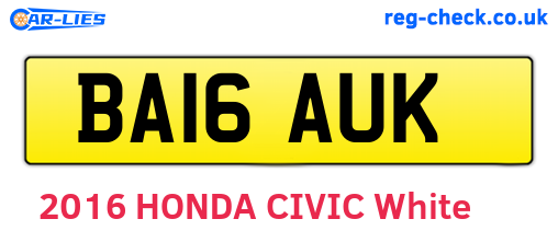 BA16AUK are the vehicle registration plates.
