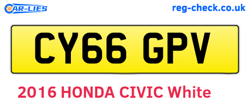 CY66GPV are the vehicle registration plates.