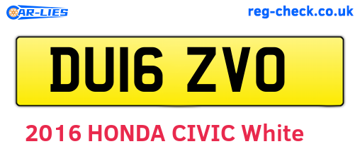 DU16ZVO are the vehicle registration plates.
