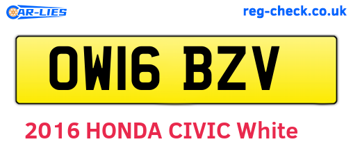 OW16BZV are the vehicle registration plates.